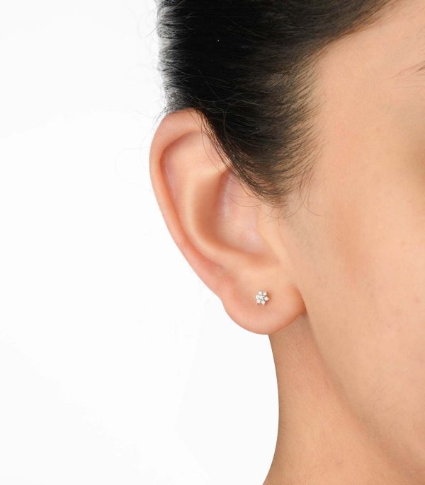 Diamond Tiny Chamomile Earrings For Cheap