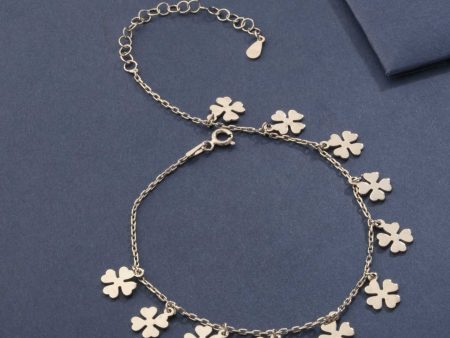 Dazzling Loop Of Blooming Flowers Anklet (Silver) Online Sale