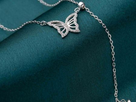 Butterfly Necklace (Silver) For Discount