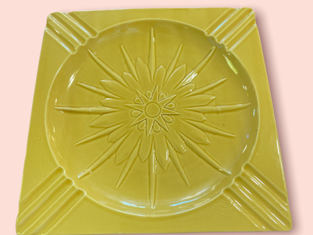 Vintage Square Ashtray in Yellow 10  Bohemian Mid Century Modern Boho MCM on Sale