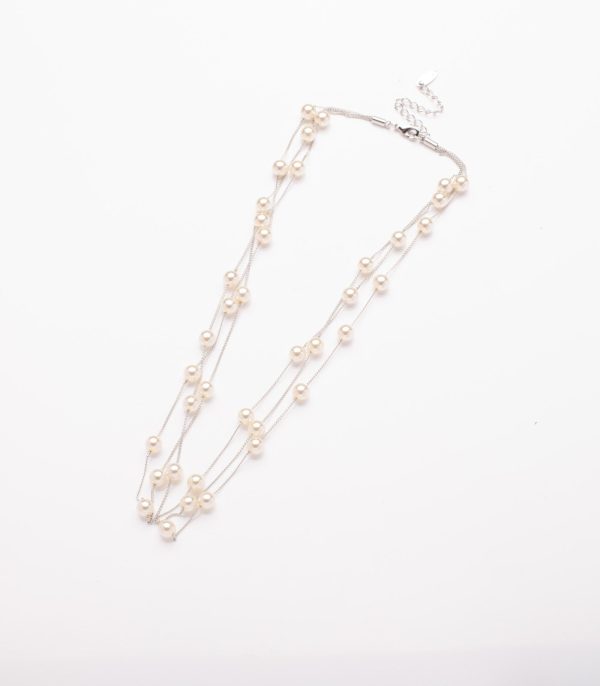 Classic Multi- pearl Necklace (Brass) on Sale