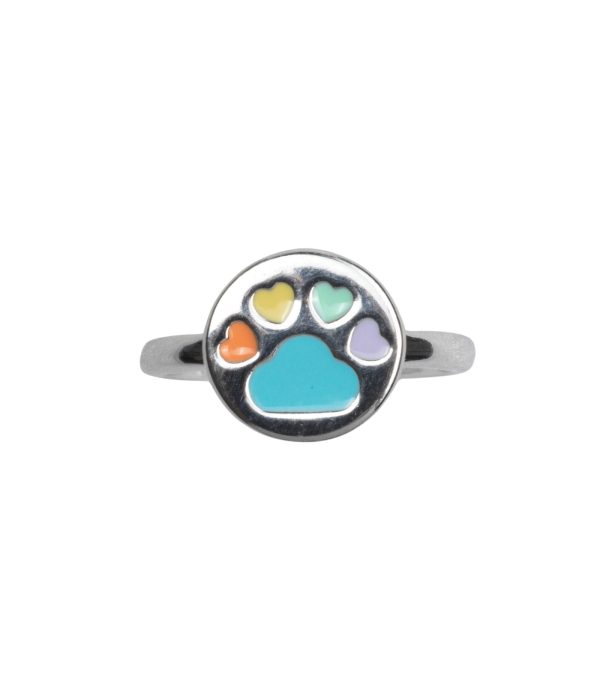 Coloured Paw Finger Ring (Silver) Online now