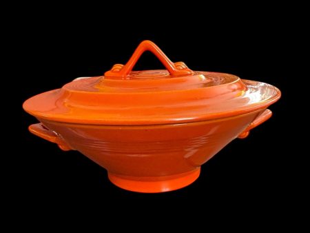 Vintage Fiesta Harlequin Large Red Casserole - Beautiful Condition on Sale