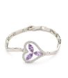 Decent Silver Color Bricks Of Purple Stone Bracelet (Brass) For Sale