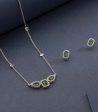 Contemporary Crystal Green Necklace Set (Brass) Sale