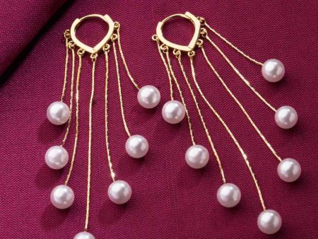 Dangling Pearls Earrings (Brass) Online