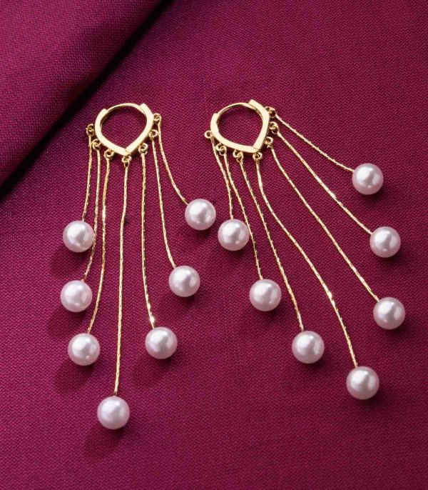 Dangling Pearls Earrings (Brass) Online