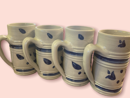 Williamsburg Pottery Set of 4 Tall 6 1 2  Mugs from Virginia Cheap