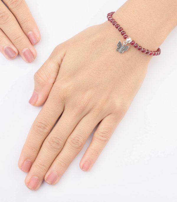 Butterfly Charm Beads Bracelet (Silver) Online Hot Sale