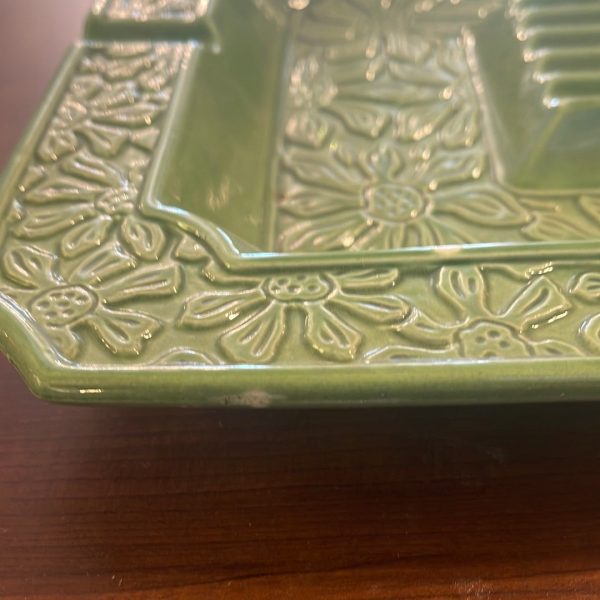 Vintage Square Ashtray in Green 10  Bohemian Mid Century Modern Boho MCM For Sale