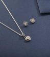 Shiny Silver Hearts Pendant Set (Silver) Online Hot Sale