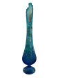 Vintage Fenton Blue 22  Hobnail Footed Swung Glass Vase Hot on Sale