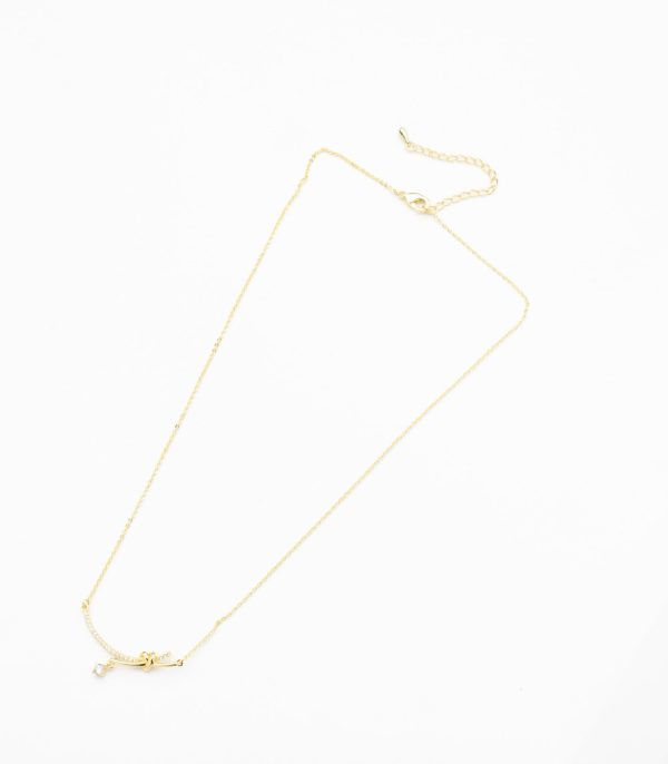 Delicate Golden Color Knot Of Gemstone Necklace (Brass) Online Hot Sale