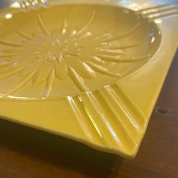 Vintage Square Ashtray in Yellow 10  Bohemian Mid Century Modern Boho MCM on Sale