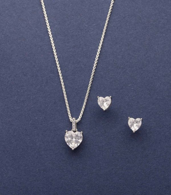 Corazon Necklace Set (Silver) For Sale