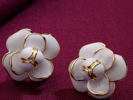 White Rose Earrings (Brass) Online Hot Sale