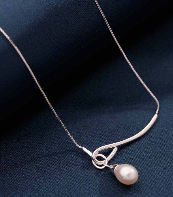 Classic Pearl Necklace (Silver) For Discount