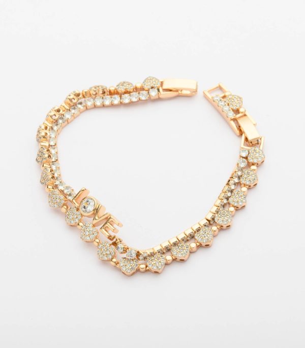 Decorative Love And Gold Hearts Bracelet (Brass) Fashion