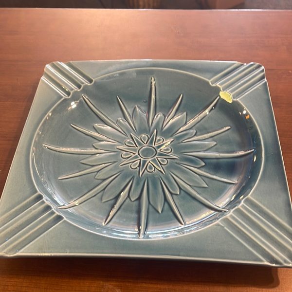 Vintage Square Ashtray in Blue 10  Bohemian Mid Century Modern Boho MCM For Sale