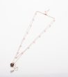 Dangling Black Rose and Pearl Necklace (Brass) For Cheap