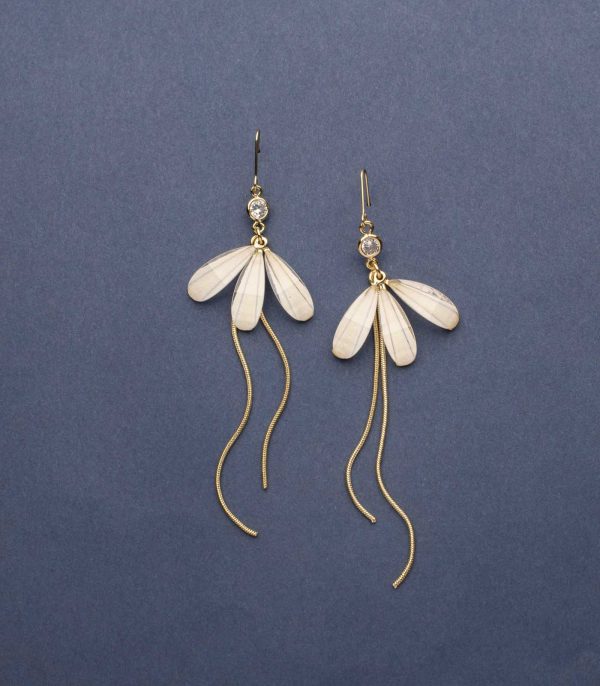 Flying Golden Fireflies Of Pearls Earrings (Brass) Online Sale