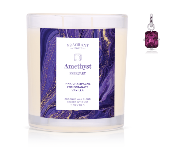 February Amethyst Birthstone Charm - Jewel Candle Cheap