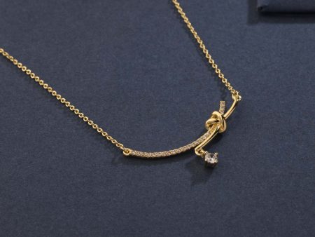 Delicate Golden Color Knot Of Gemstone Necklace (Brass) Online Hot Sale