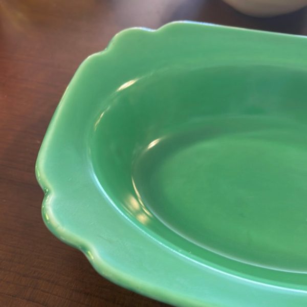 Riviera Green Nappy Bowl Curved Edge 9  Homer Laughlin Discount