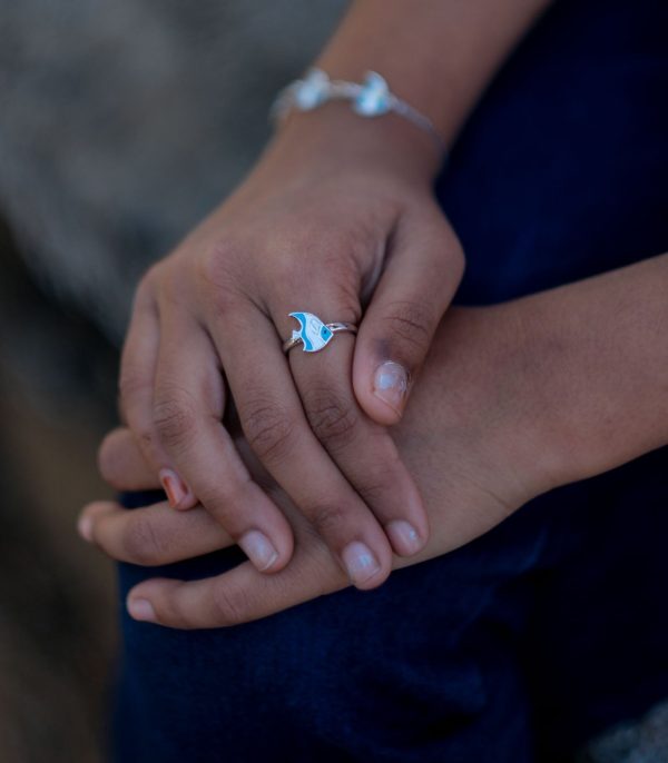 Blue Fish Finger Ring (Silver) Discount