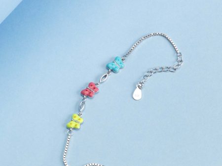 Coloured Butterflies Bracelet (Silver) Online now