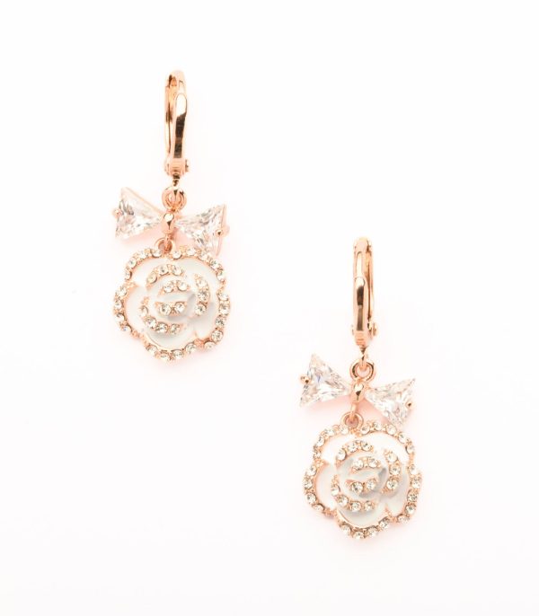 Decent Falling Golden Color Roses Earrings (Brass) Cheap