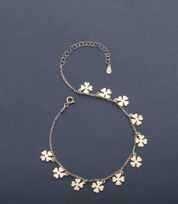 Dazzling Loop Of Blooming Flowers Anklet (Silver) Online Sale