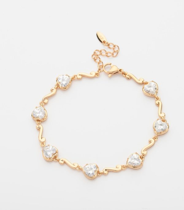 Clear Heart Bracelet (Brass) Online now