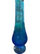 Vintage Fenton Blue 22  Hobnail Footed Swung Glass Vase Hot on Sale