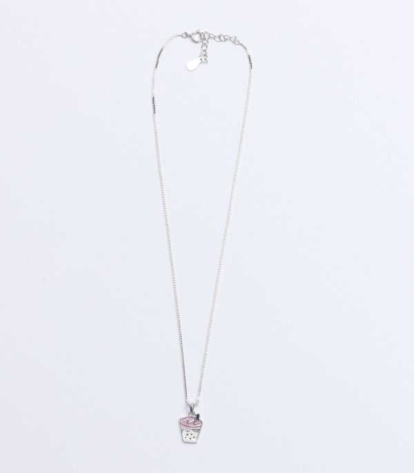 Boba Tea Necklace (Silver) Discount