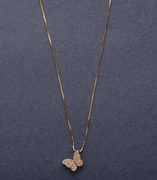 Crystal Butterfly Pendant (Brass) Online Hot Sale