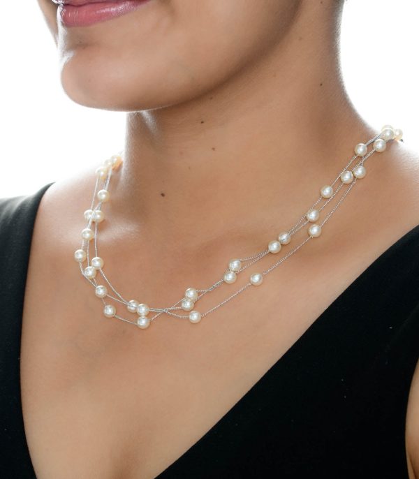 Classic Multi- pearl Necklace (Brass) on Sale