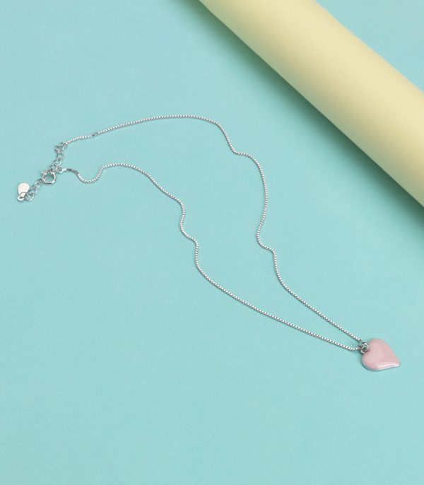 Pink Heart Necklace (Silver) Sale