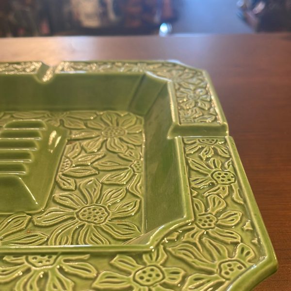 Vintage Square Ashtray in Green 10  Bohemian Mid Century Modern Boho MCM For Sale