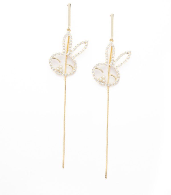 Cutesy Bunny Earrings (Brass) For Sale