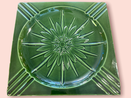 Vintage Square Ashtray in Green 10  Bohemian Mid Century Modern Boho MCM Sale