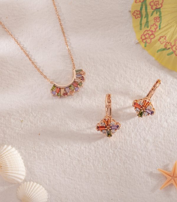 Rosegold Colourful Flower Set (Brass) For Sale