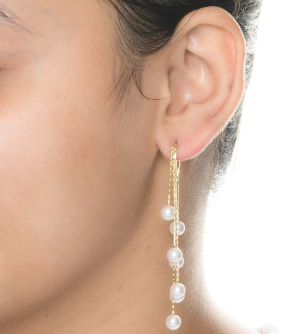 Dangling Pearls Earrings (Brass) Online