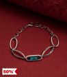 Charming Silver Color Strand Of A Blue Pearl Bracelet (Brass) on Sale