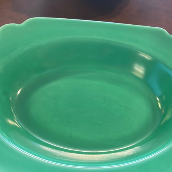 Riviera Green Nappy Bowl Curved Edge 9  Homer Laughlin Discount