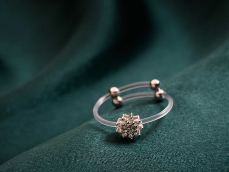 Cute Flower Invisible Adjustable Finger Ring (Silver) on Sale