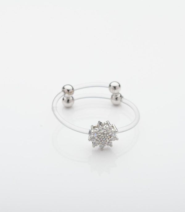 Cute Flower Invisible Adjustable Finger Ring (Silver) on Sale