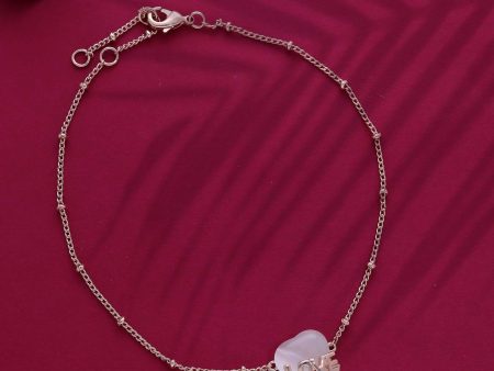 WHIMSICAL HEART - WHITE ANKLET (BRASS) Online now