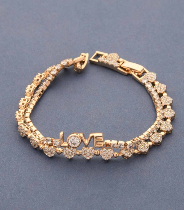 Decorative Love And Gold Hearts Bracelet (Brass) Fashion