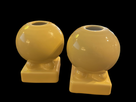 Fiesta Bulb Candle Holder Pair in Pale Yellow +Like New+ For Cheap